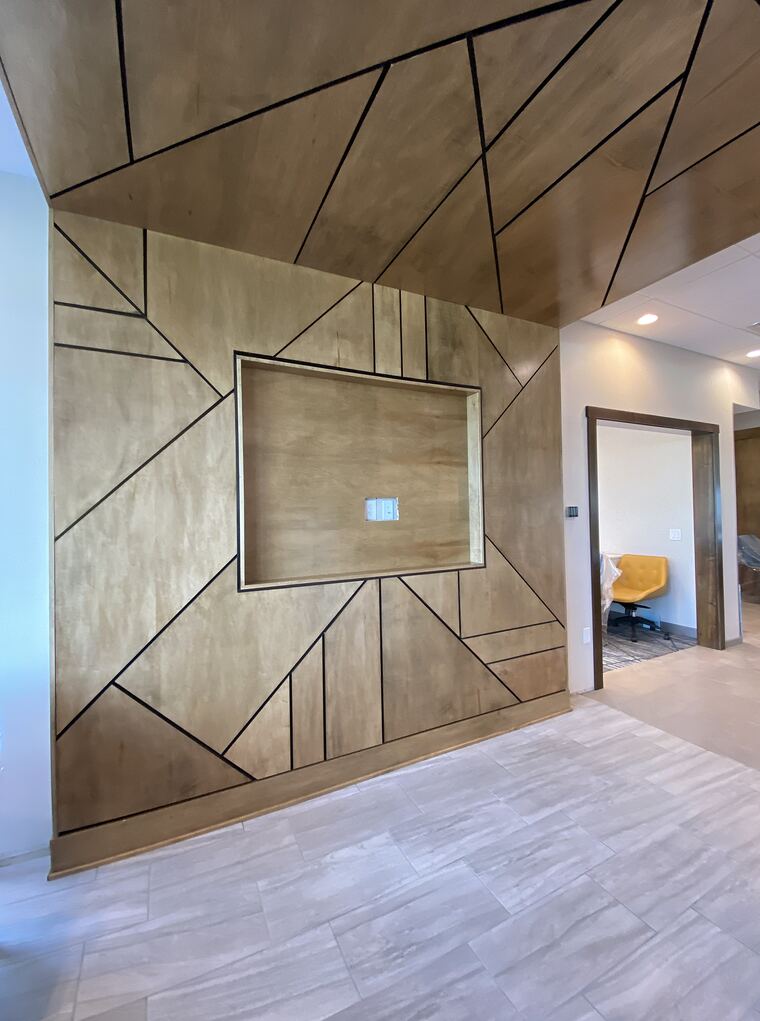 Commercial wood geometric feature wall