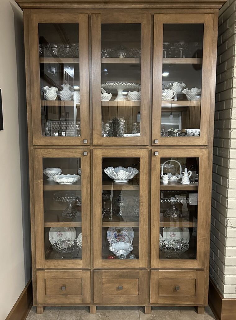 Maple china hutch with glass display doors