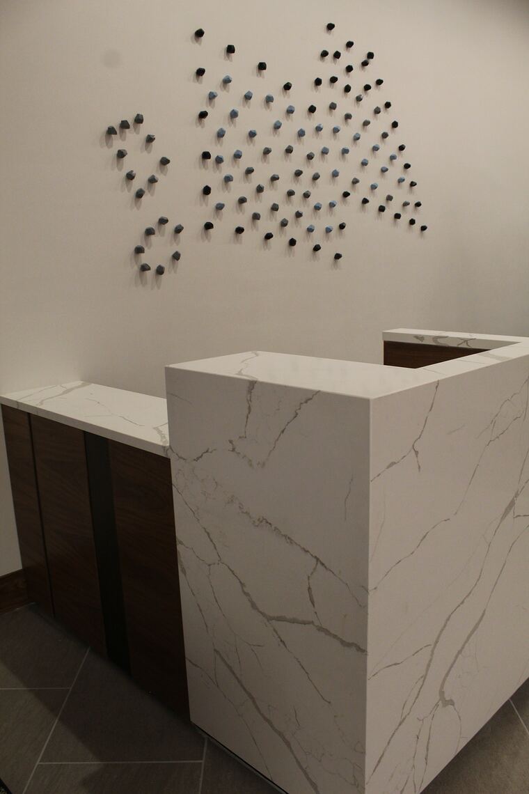 Quartz waterfall reception podium